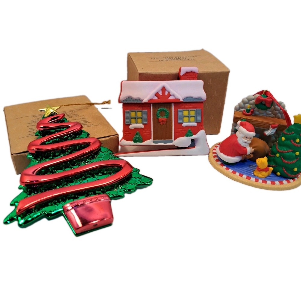 Avon Christmas Lot of 3 - Santa Claus, Christmas Tree Ornaments & Ribbon Cutter